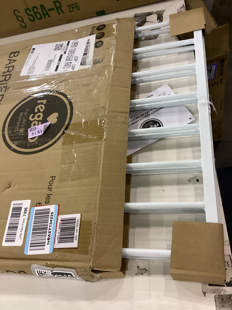 Condition photo showing Good Condition for Regalo 2-in-1 Extra Wide Stairway and Hallway Walk ThroughBaby Safety Gate, Hardware Mounting, White 24"x40.5"x28.5"(Pack of 1) White 24-40.5"W x 28.75"H