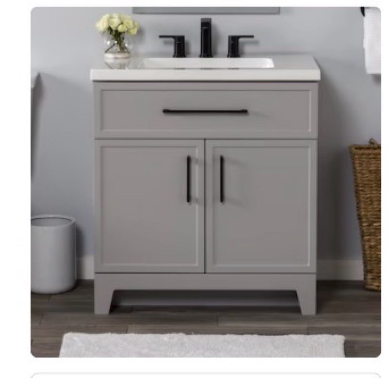 style selections potter 30-in light gray single sink bathroom vanity with white cultured marble top