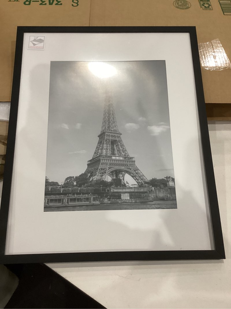 Condition photo showing Good Condition for upsimples 16x20 picture frame, display pictures 11x14 with mat or 16 x 20 without, wall hanging poster frame, black, 1 pack black 16x20
