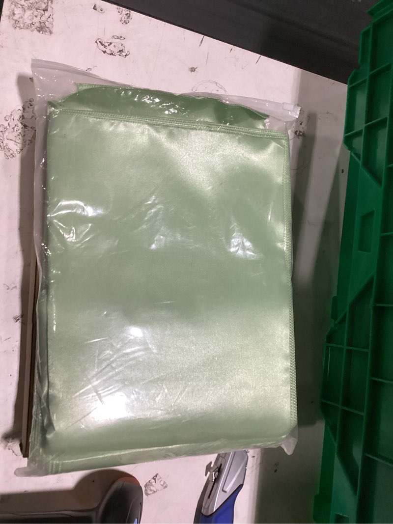 Condition photo showing New/Like New for p pothuiny 50 pcs silky sage green satin napkins 17 x 17 inches, square smooth wedding dinner napkins bulk cloth napkins table napkins for banquet party restaurant decor, thanksgiving, christmas sage green 50