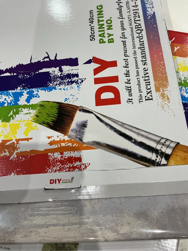 Condition photo showing Good Condition for fantasy paint by numbers kit for adults - diy haunted castle with full moon background painting on canvas, acrylic paint set, suitable for beginners, art for home decoration or gifts(16x20in framed) hsx01072-16x20in framed