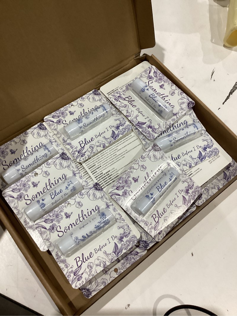 Condition photo showing Good Condition for 24 Pcs Something Blue Before I Do Gifts for Guests Something Blue Lip Balm Floral Wedding Party Favors Bridal Shower Travel Size Lip Balm Party Supplies for Bridesmaid Bachelorette Souvenirs