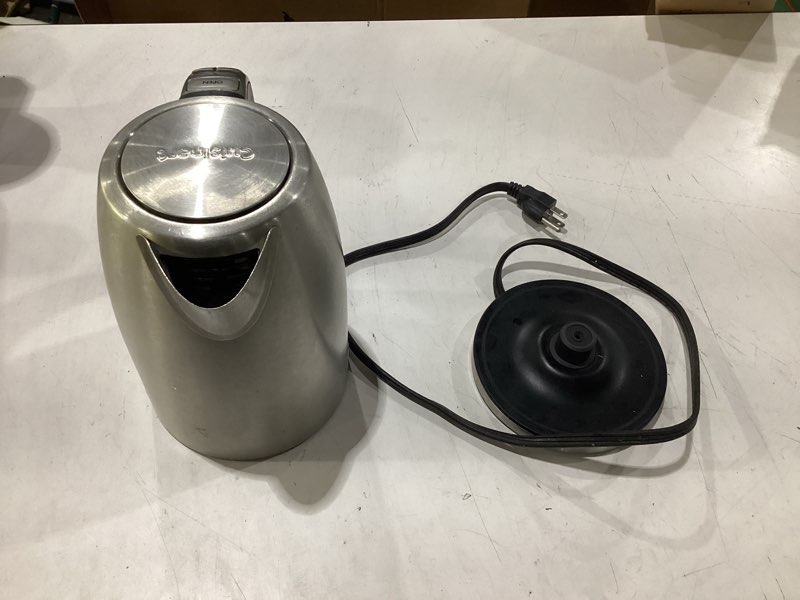 Condition photo showing As Is for **untested** cuisinart perfectemp 1.7-liter electric kettle, cordless electric tea kettle, 1500w for fast heat-up, 6 preset temperatures, 30-minute keep warm, stay cool nonslip handle, cpk-17p1 stainless steel perfectemp