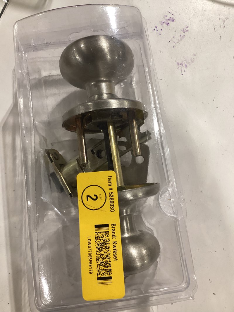 Condition photo showing As Is for Kwikset Cove Satin Nickel Exterior Keyed Entry Door Knob ft. SmartKey Security