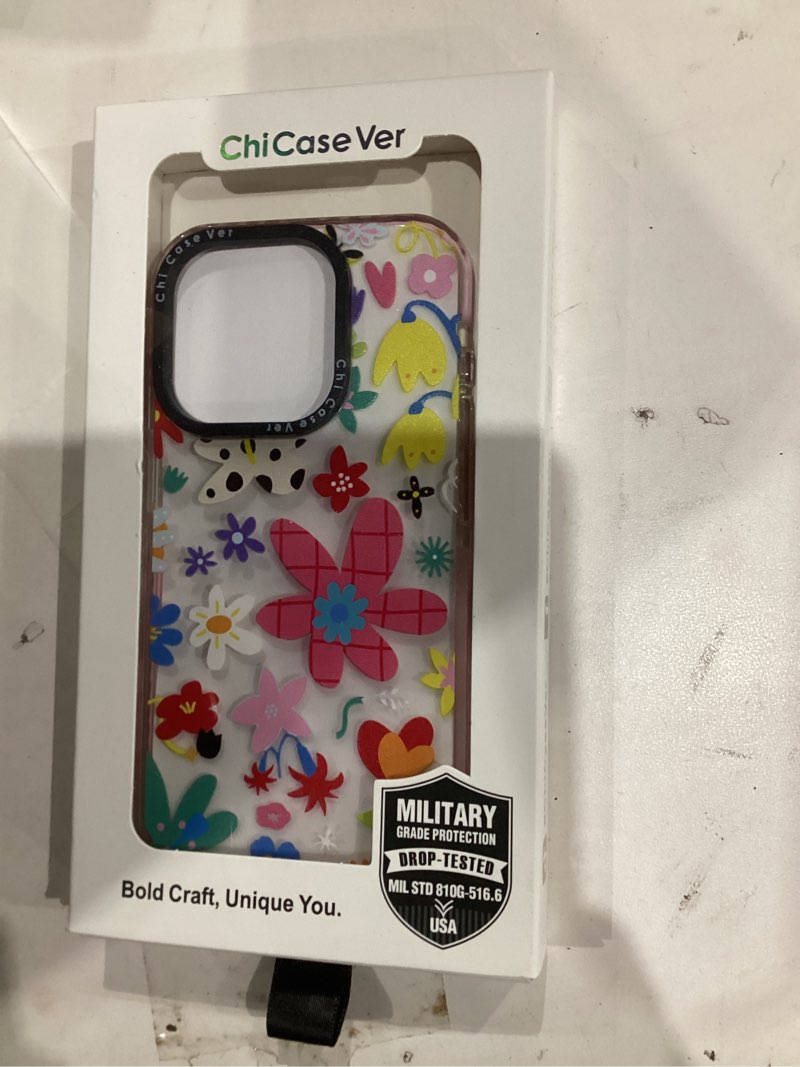 Condition photo showing New/Like New for for iPhone 15 Pro Case, Whimsical Floral Collage Pattern, Military-Grade Drop Protection, Cute Soft Slim TPU Protective Cover with Camera Lens Protection for Women & Girls SpringFloral iPhone 15 Pro