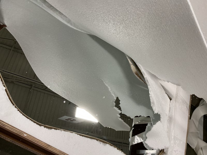 Condition photo showing Good Condition for Irregular Wall Mirror, Gold Asymmetrical Mirrors Decorative, 47"x25" Wavy Shaped Mirror with Metal Frame, Modern Abstract Mirrors for Living Room Bathroom Bedroom Hallway Entryway Fireplace Gold 47"L x 25"W