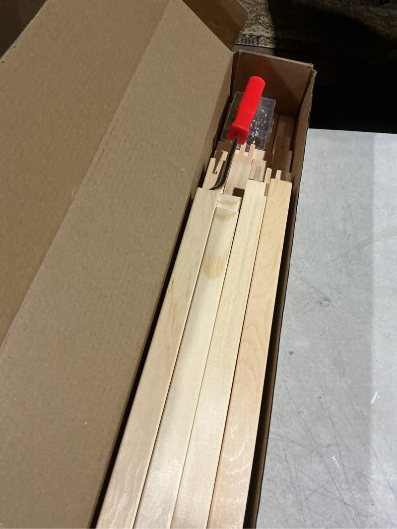 Condition photo showing Good Condition for 16 Pcs 4 Sets Stretcher Bars for Needlework Canvas Stretcher Bars 10 Different Size Combinations Embroidery Stretcher Bars for Cross Stitch Frame Set with Thumbtack and Remover Tool(Large Size) (16)