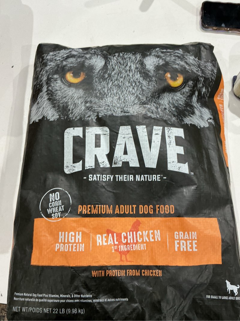 Condition photo showing New/Like New for crave grain free high protein adult dry dog food, chicken, 22 lb. bag, brown 22 pound (pack of 1)