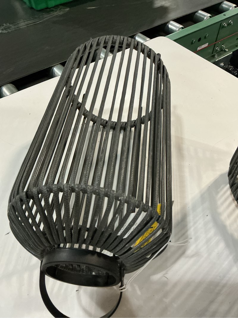 Condition photo showing As Is for origin 21 25-in x 9-in black metal solar outdoor decorative lantern