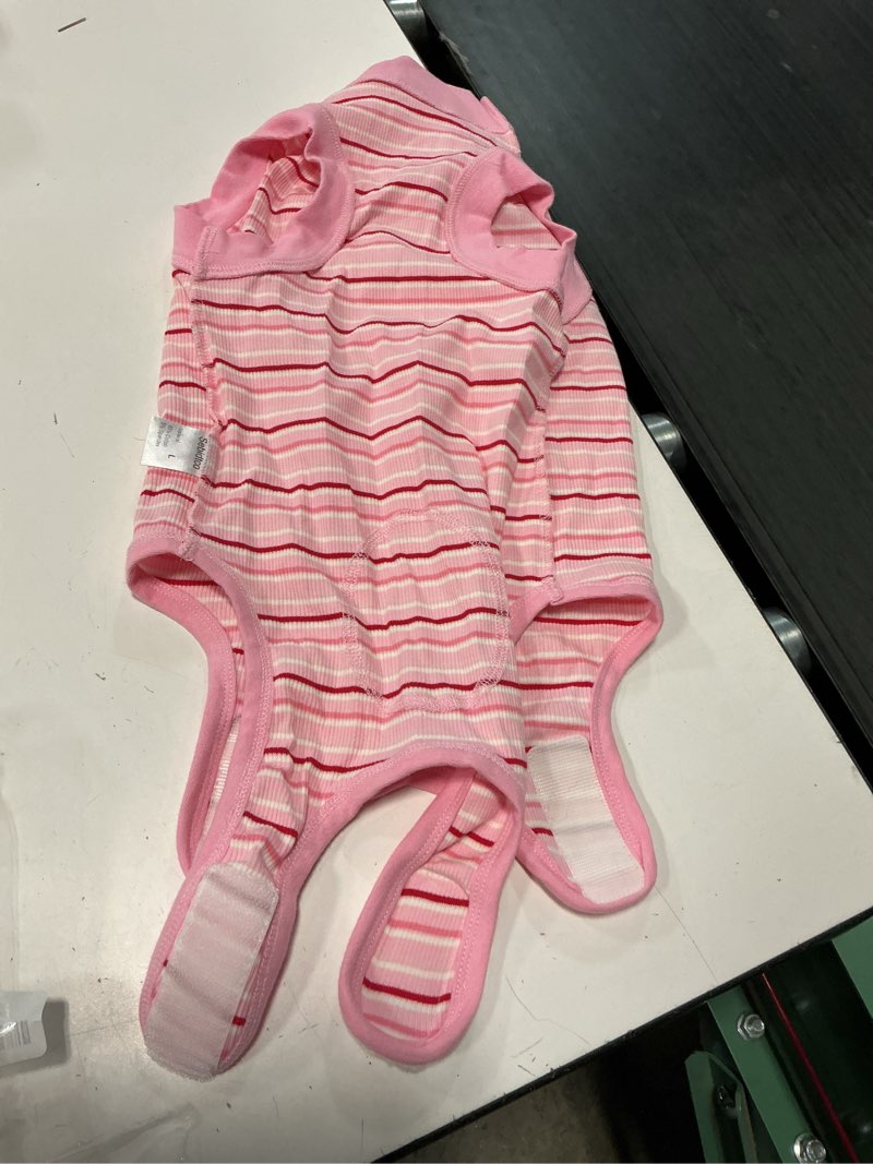 Condition photo showing Good Condition for sebdtico recovery suit for dogs,dog surgery suit female spay,soft dog onesie for surgery female,dog cone alternative surgical recovery suit female,abdominal wounds licking anti suit for dogs l striped pink