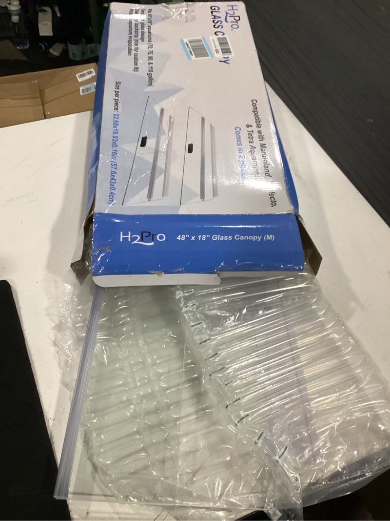 Condition photo showing New/Like New for h2pro glass canopy 2piece set for marineland perfecto 70/75/90/110 gallon 48x18 aquarium fish tank (eachpiece measure 22.68 x 16.93 x 0.16in), white, one pack