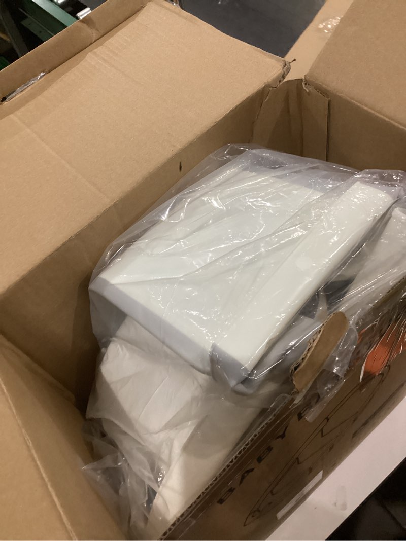 Condition photo showing As Is for Collapsible Baby Bathtub with Soft Cushion and Thermometer, Newborn to Toddler Tub 0-36 Months with Toy Storage Mesh Bag, Portable Travel Bath for Infants (Grey)