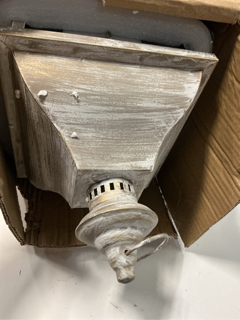 Condition photo showing Good Condition for trirocks 20"&15" h large decorative candle lantern antique grey brush outdoor lantern set with tempered glass metal candle holder for porch ideal for gardens spring home decor indoor outdoor 20"&15" h brown