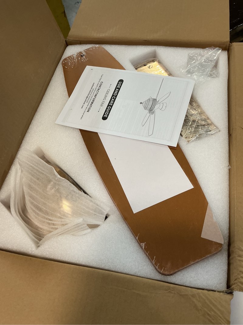 Condition photo showing New/Like New for Crystal Ceiling Fan Fandelier with Lights-Ceiling Fans with Lights,50" Low Profile and Remote Control, Flush Mount, Reversible, Dimmable, Noiseless,Ceiling Fan for Bedroom?Gold? Gold-2