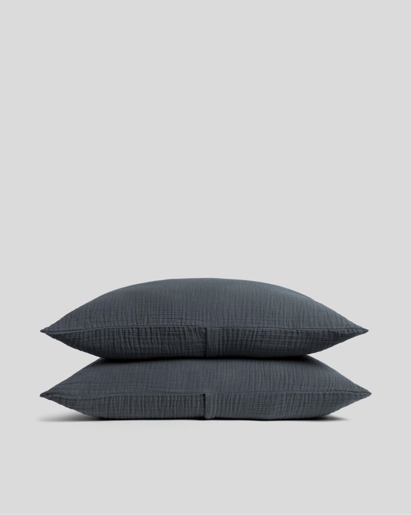 Quince Organic Cotton Pillowcase  Set Of 2 King /Charcoal