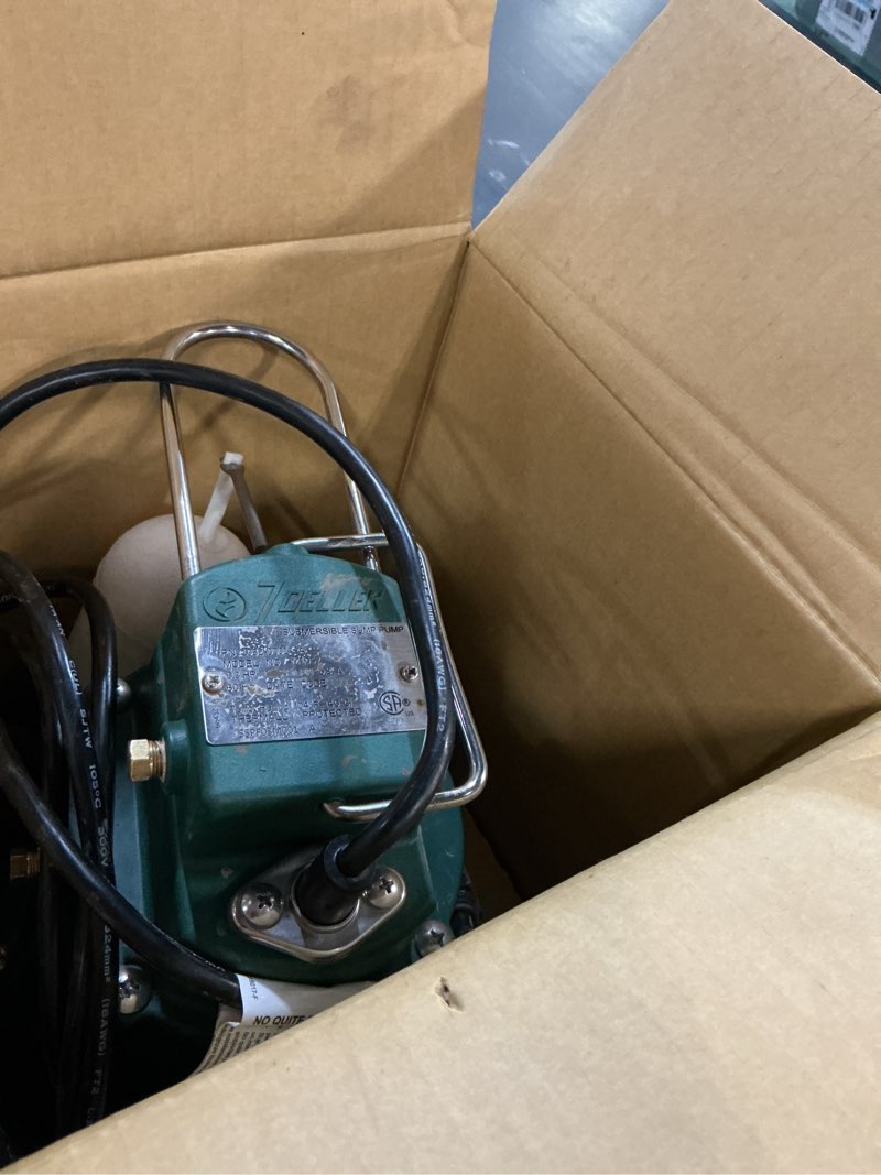 Condition photo showing As Is for zoeller 1/3 hp 2880 gph cast iron vertical float switch ac submersible sump pump