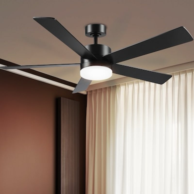 globe electric dayton 52-in black with matte black blades led covered outdoor