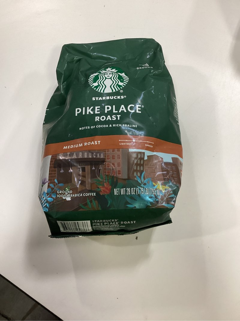 Condition photo showing New/Like New for (BB.13/FEB/2026) Starbucks Ground Coffee, Medium Roast Coffee, Pike Place Roast, 100% Arabica, 1 Bag (28 Oz)