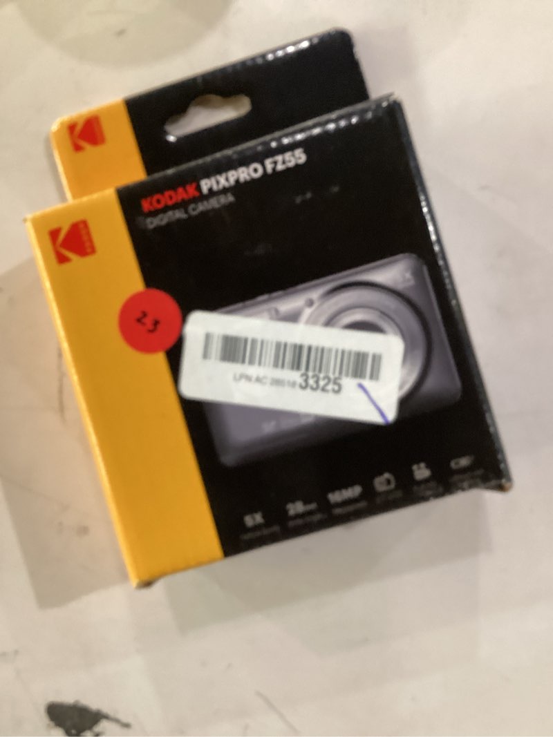 Condition photo showing As Is for incomplete missing charging cable *kodak pixpro fz55-bk 16mp cmos sensor digital camera 5x optical zoom 28mm wide angle 1080p full hd video 2.7\" lcd vlogging camera (black)