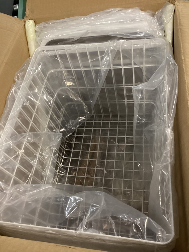 Condition photo showing Good Condition for Large Laundry Baskets, Dirty Clothes Hamper with Wheels,Rolling Wire Laundry Basket Organize,2 Removable Wire Storage Metal Clothes Hamper Organizer for Laund Room, Bathroom, Bedroom, Dorm, White