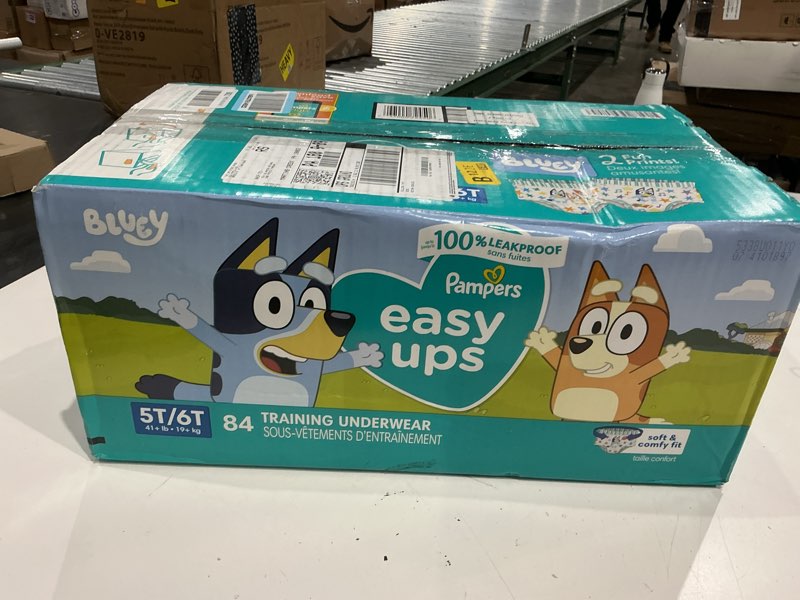 Condition photo showing Good Condition for pampers training pants - easy ups boys & girls bluey - size 5t-6t, 84 count, children's potty underwear (packaging may vary) 5t-6t 84