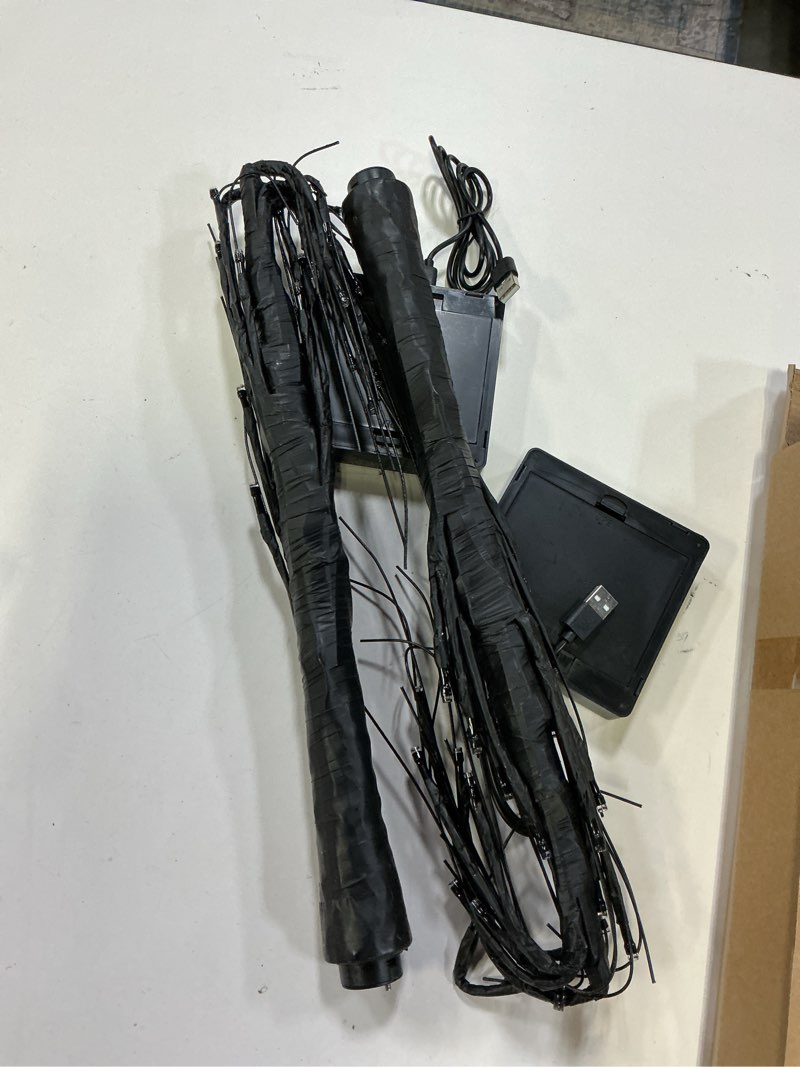 Condition photo showing Good Condition for 2 Pack 24 Inch Black Halloween Tree with 24 LED Orange Purple Lights, USB/Battery Operated Halloween Table Decorations Tree Light with Timer, Scary Halloween Decorations Indoor for Home Party Decor