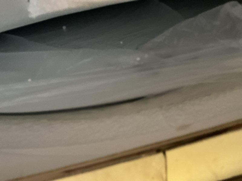 Condition photo showing As Is for Half Moon Bathroom Mirror 40", Modern Frameless Wall Mirror, Hanging Decorative Vanity Mirror, Minimalist Explosion Proof Semi Circle Mirror for Living Room Bedroom Entryway, Down Cut 36"L x 40"W