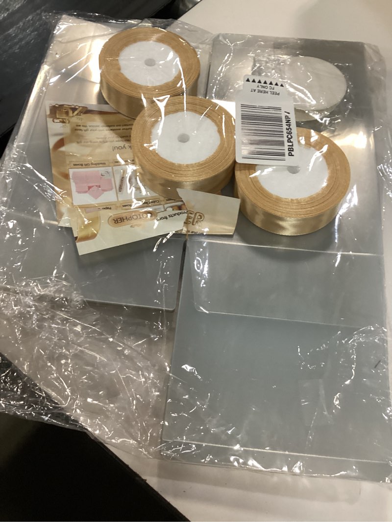 Condition photo showing Good Condition for cotopher 35 pcs clear boxes for favors, 6x6x6 inches clear gift boxes pet material small cake boxes plastic small gift boxes with lids, 6 inch cake box for wedding favors baby shower 6x6x6 inch(pack of 35)