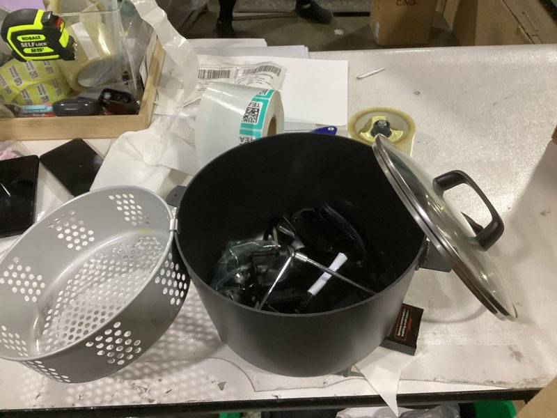 Condition photo showing As Is for Presto 8-Quart Big Kettle, Steamer and Deep Fryer Multi-Cooker, Black