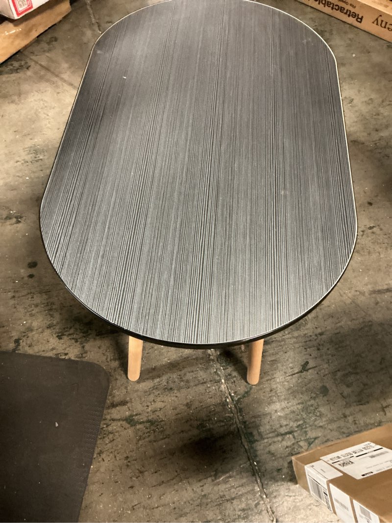 Condition photo showing Good Condition for Oval Coffee Table Low Table with 4 Solid Wood Sturdy Legs, Floor Table Desk for Sitting on The Floor, Storage and Living Room Furniture (Black) Oval-black