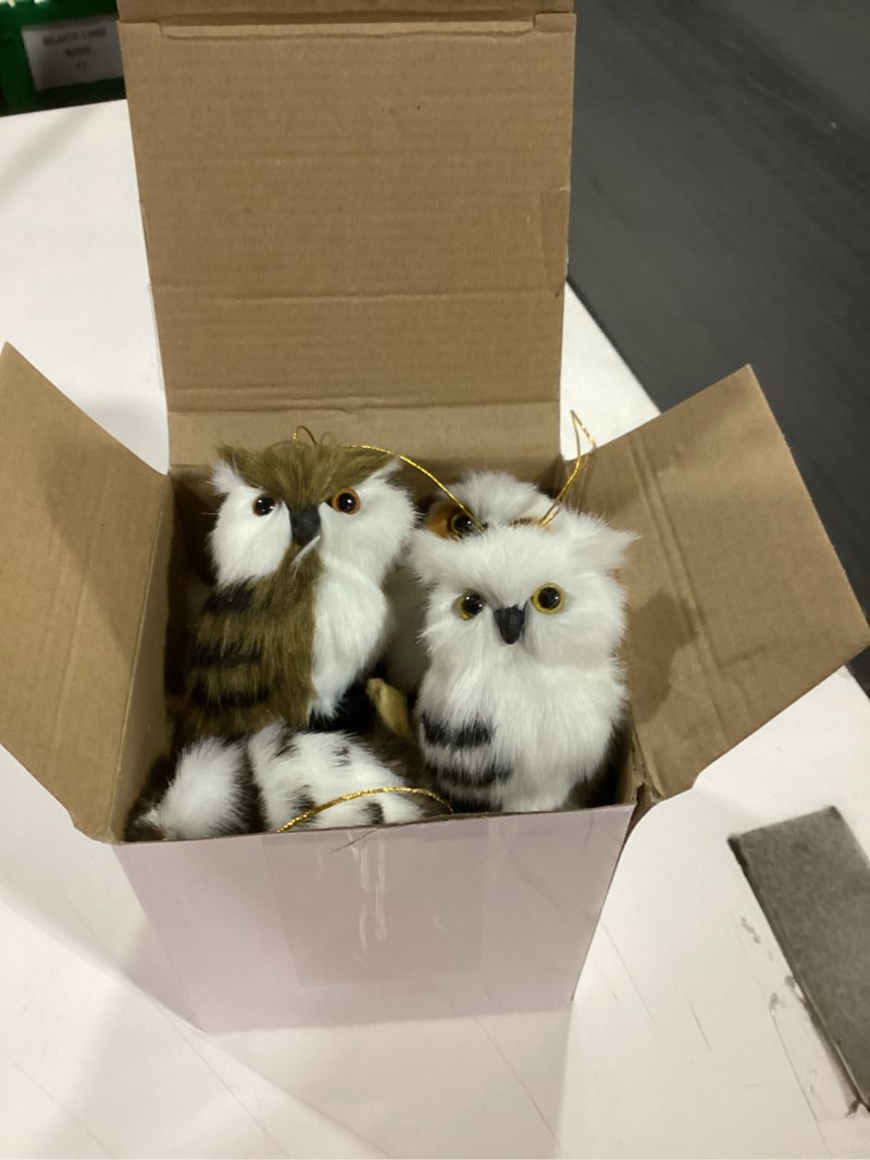 Condition photo showing New/Like New for Skylety 10 Pieces Forest Animals Ornaments Woodland Animal Faux Fur Plush Hanging Ornaments Family Educational Playset for Fall, Winter Birthday Party Supplies(Owls)