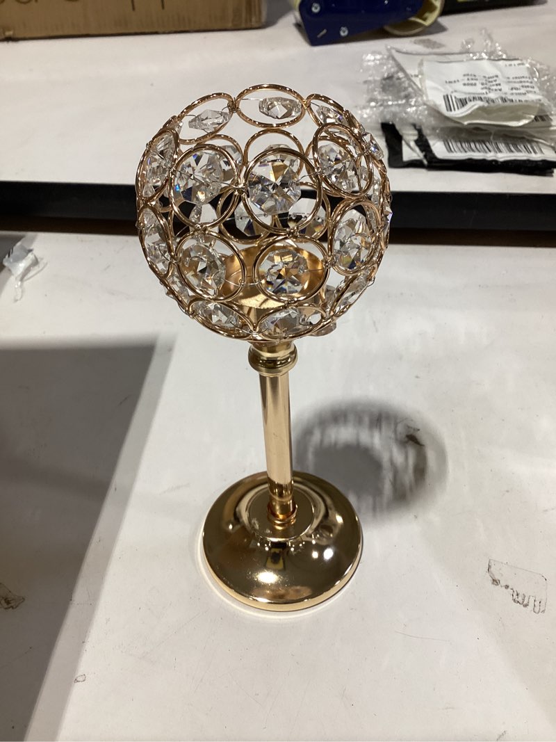 Condition photo showing Good Condition for Qunclay 18 Pieces Crystal Candle Holders Bulk Candle Stick Holder Centerpieces for Table Wedding Centerpieces Crystal Decorative Tealight Dining Table Decor for Party(Gold)