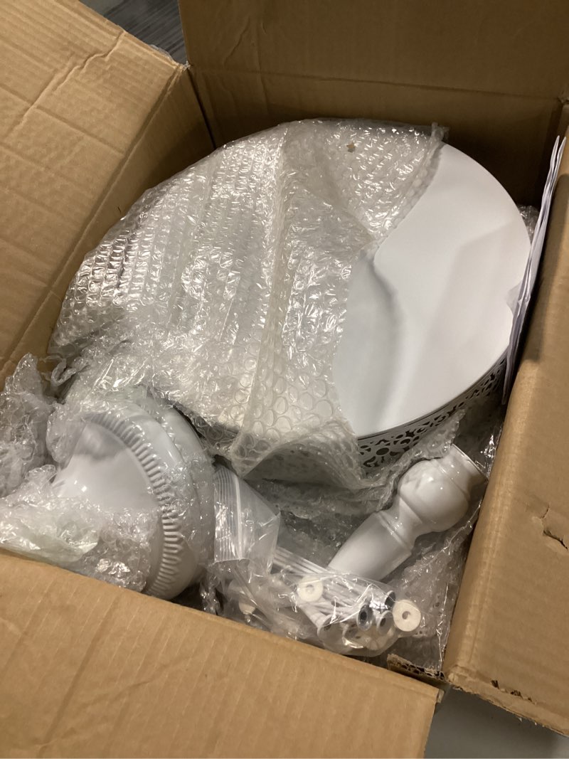 Condition photo showing Good Condition for Fivenl 8 Pcs Cake Stand White Metal Dessert Table Display Set, 3-Tier Cupcake Stand, Cake Display Tower and Cookie Tray Rack Serving Tray for Birthday Party, Weddings, Baby Shower (White)