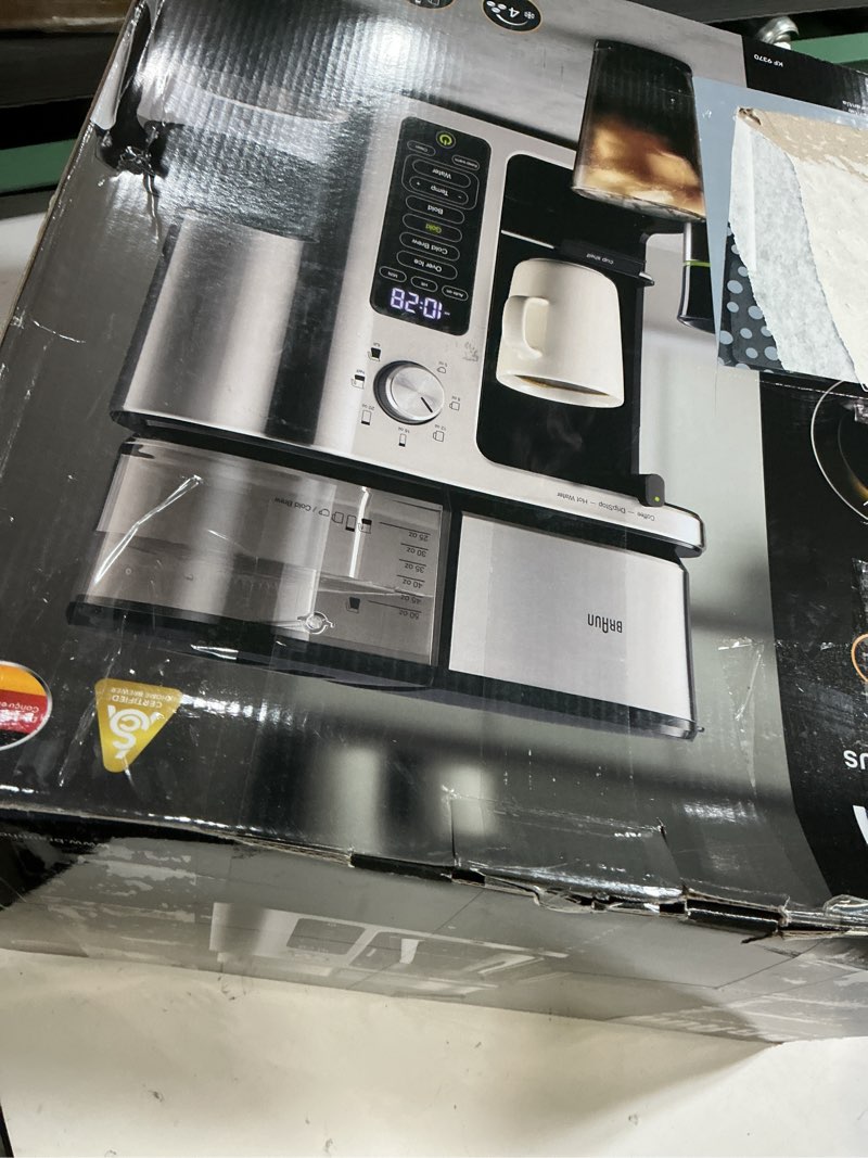 Condition photo showing As Is for Braun MultiServe Plus 10-Cup Drip Coffee Maker - Hot & Cold Multi-Serve Brewer with Timer and Auto Start, Hot Water Dispenser, Over Ice Function, Stainless Steel & Pod-Free Design, KF9370SI Multiserve Hot Water