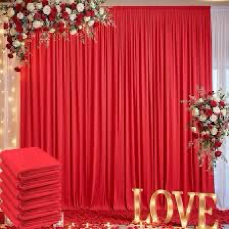 30ft x 10ft Wrinkle Free Red Backdrop Curtains for Parties, Polyester Photo Backdrop Drapes 6 Panels