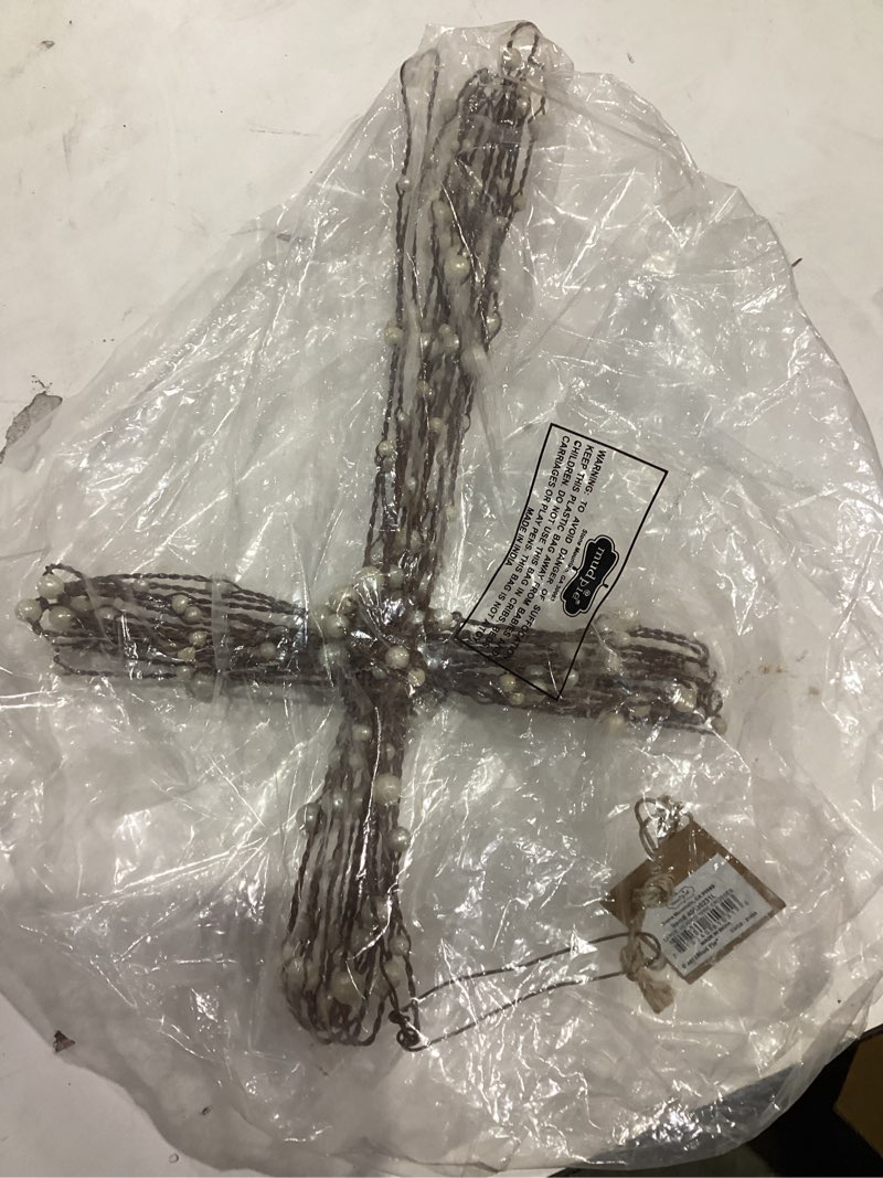Condition photo showing New/Like New for Mud Pie Large Beaded Wire Crosses; 13" x 9 1/2"