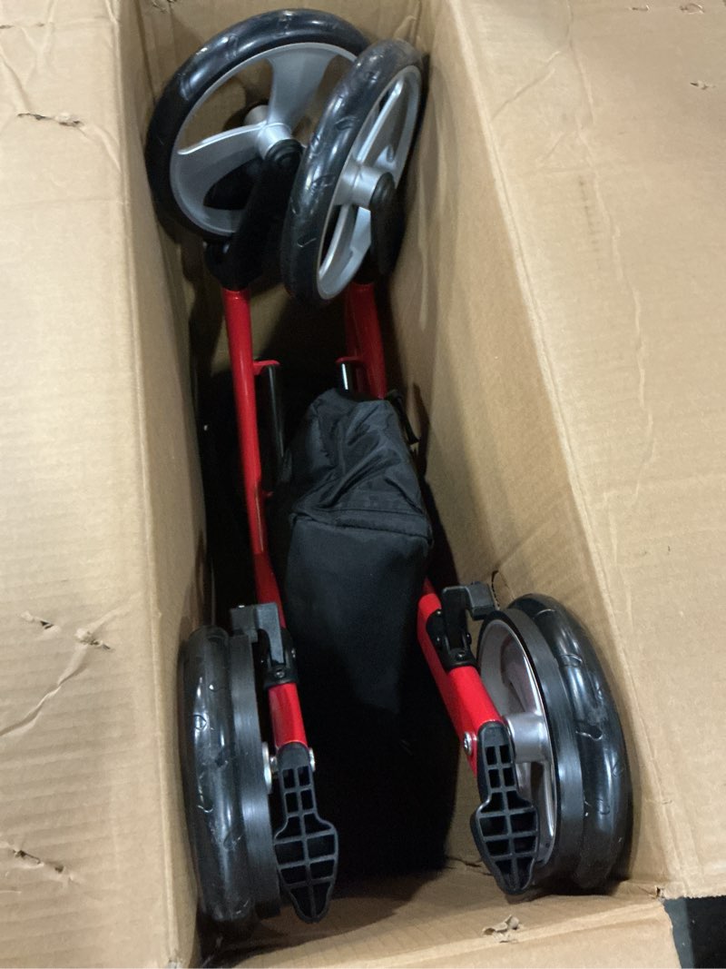Condition photo showing New/Like New for drive medical nitro sprint foldable rollator walker with seat, standard height lightweight rollator with large wheels, folding rolling walker, walker rollator with seat, red