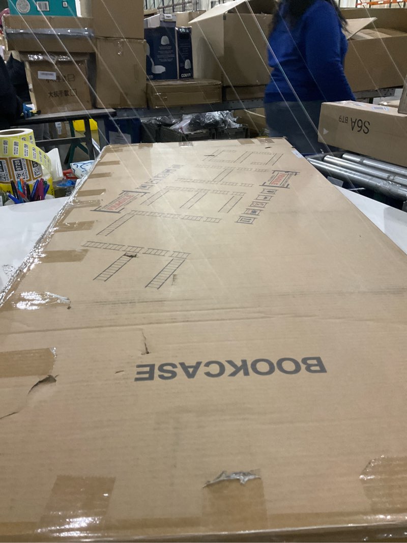 Condition photo showing New/Like New for JSB No Assembly Folding Bookshelf, 4 Tier Industrial Metal Book Shelf for Storage, Vintage Wood Foldable Bookcase for Living Room, Bedroom, Office Organization Shelves Flat Tube 4-Tier Black