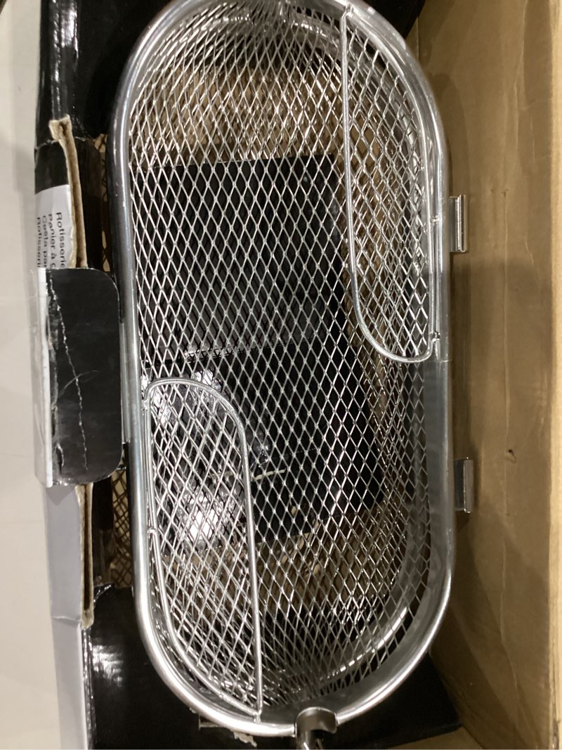 Condition photo showing Good Condition for napoleon rotisserie grill basket - stainless steel, fits standard spit rods, best for wings, fries and roasted veggies