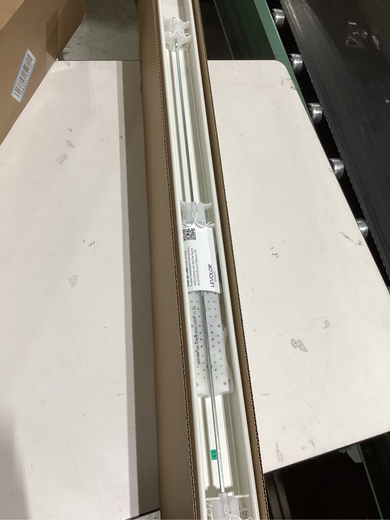 Condition photo showing Good Condition for levolor basics cordless light filtering faux wood blinds, easy to install 2” blinds for windows, timeless look, fits up to 39” width and 64” length, home solution for any space or room 39"w x 64"h white 1