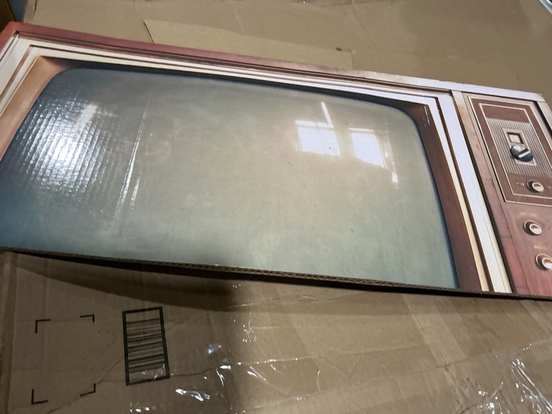 Condition photo showing Good Condition for (Similar to) (cardboard TV) Cardboard People Out House Life Size Cardboard Cutout Standup