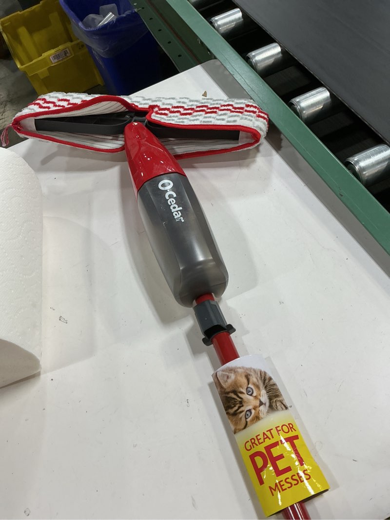 Condition photo showing Good Condition for o-cedar promist max microfiber spray mop removes 99% of bacteria with just water, features 1 extra refill spray mop with 1 extra refill spray mop