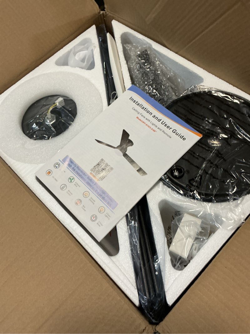 Condition photo showing Good Condition for ceiling fans with lights, 48 inch low profile ceiling fan with light and remote control, flush mount, reversible, 3cct, dimmable led, noiseless, black ceiling fan for bedroom, dining room black 48 inch