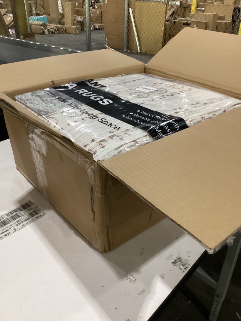 Condition photo showing New/Like New for kakania 8x10 Washable Area Rug: Non Slip Soft Thin Carpet, Boho Geometric Modern Decor, Easy Clean I