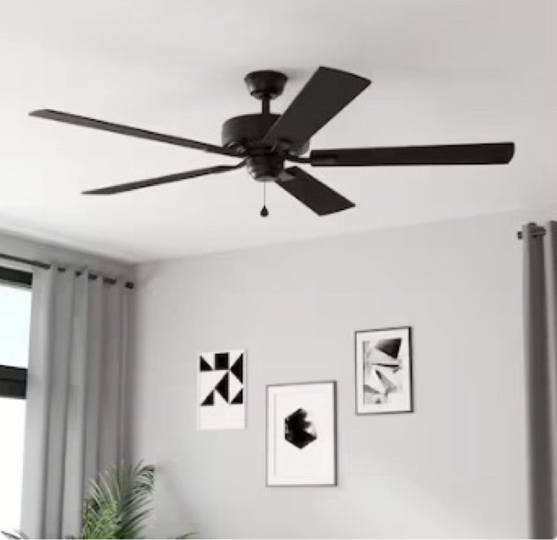  harbor breeze cypress point 52-in matte black downrod or flush mount ceiling fan light kit