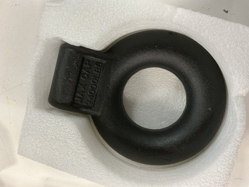 Condition photo showing As Is for brok lunette ring 3-in dia for channel mount 14k-lbs capacity