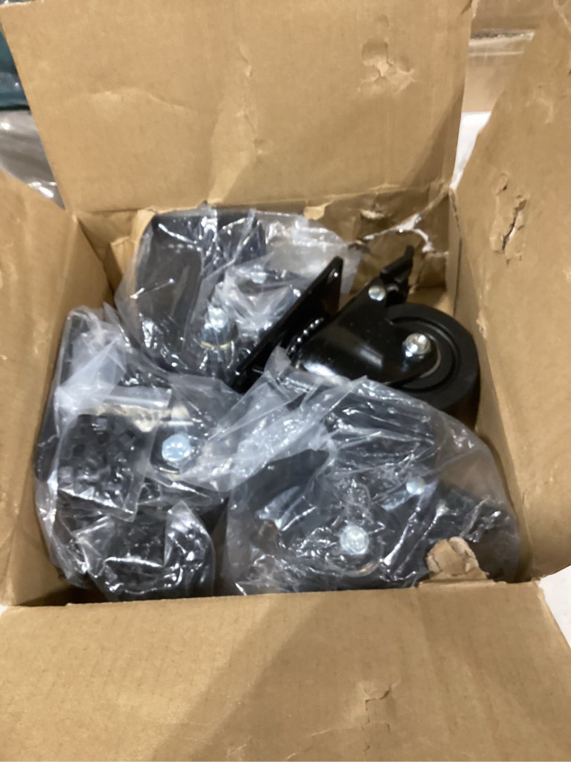 Condition photo showing As Is for 3 inch heavy duty casters set of 4, load 4400lbs, locking swivel plate industrial casters with double ball bearings, low gravity center castor wheels for furniture, workbench, equipment