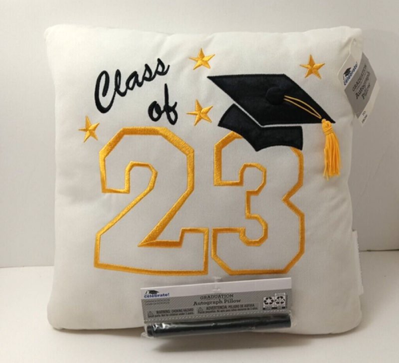 CLASS of 23 Embroidered 14x14\" Graduation Autograph Pillow with Tassel Pen Inclu