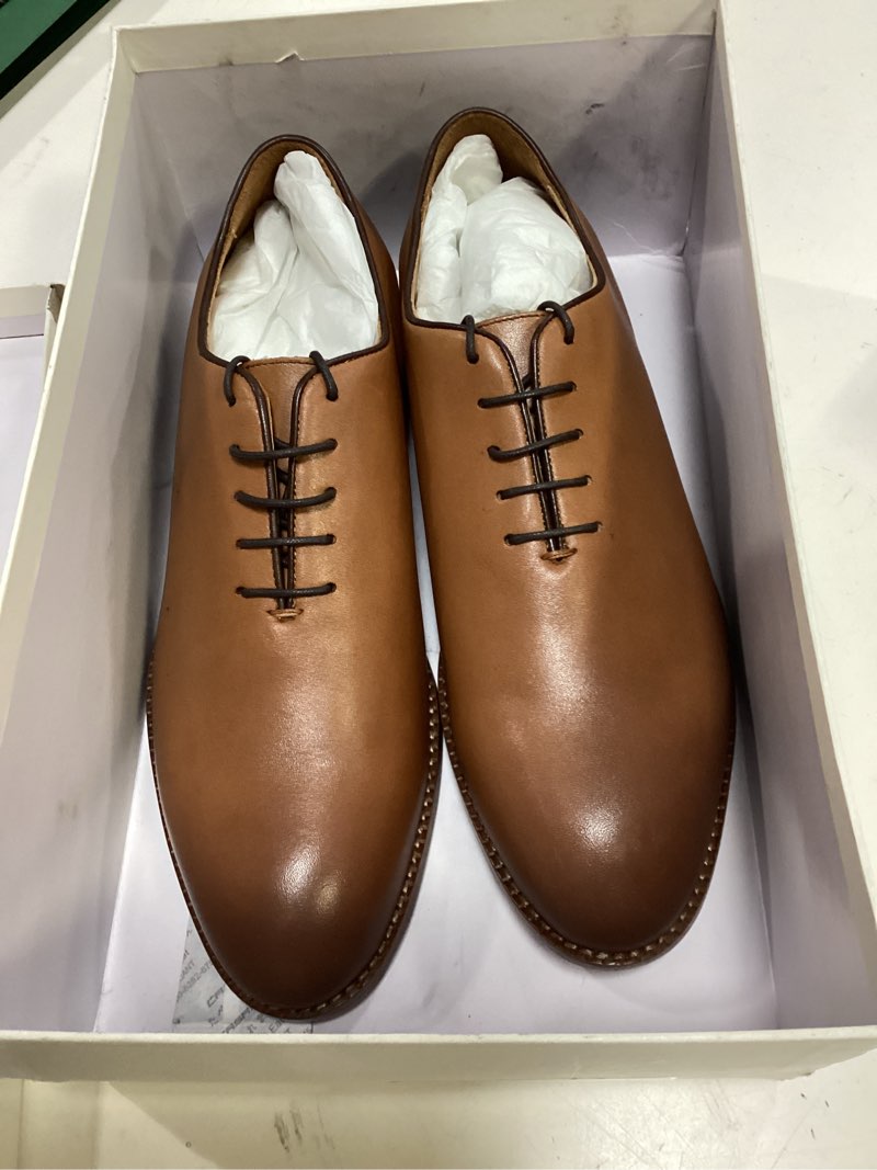 Condition photo showing Good Condition for quince calfskin leather plain toe oxford, 11, tan
