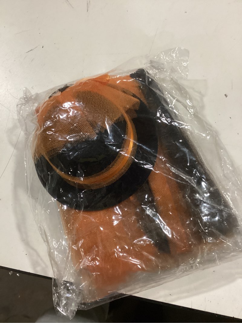 Condition photo showing As Is for Supvox Halloween Pet Costume Set: Orange Puff y Skirt with Pumpkin Hat Adjustable Ribbon Tie Soft Gauze Fabric for Dogs Cats Party Dress up